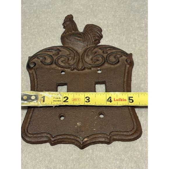 Vintage Cast Iron Rooster Chicken Double Switch Plate EUC - Picture 2 of 3
